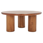 Table basse trépied ronde naturelle, 2-4 places | 101,6 cm L × 101,6 cm P × 45,7 cm H