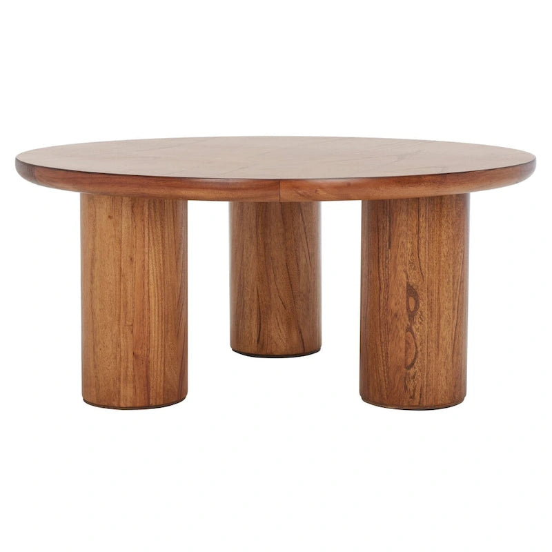 Table basse trépied ronde naturelle, 2-4 places | 101,6 cm L × 101,6 cm P × 45,7 cm H