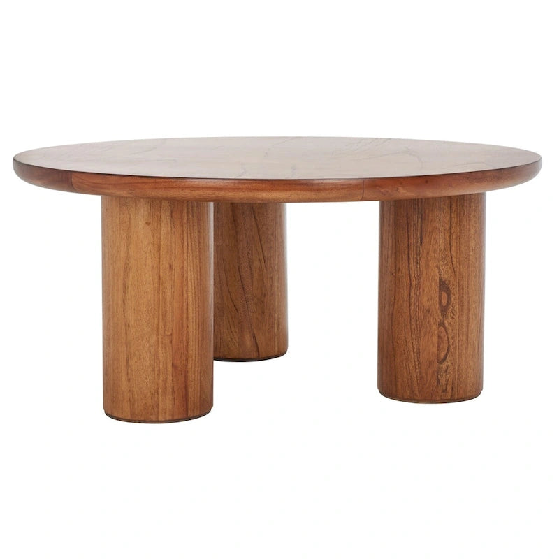 Table basse trépied ronde naturelle, 2-4 places | 101,6 cm L × 101,6 cm P × 45,7 cm H