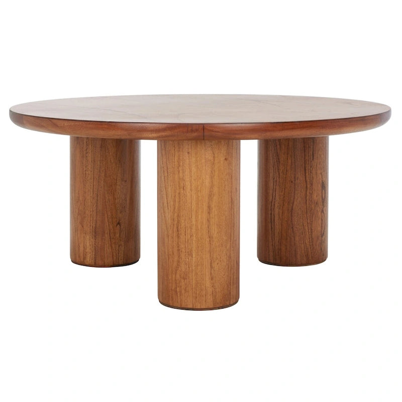 Table basse trépied ronde naturelle, 2-4 places | 101,6 cm L × 101,6 cm P × 45,7 cm H