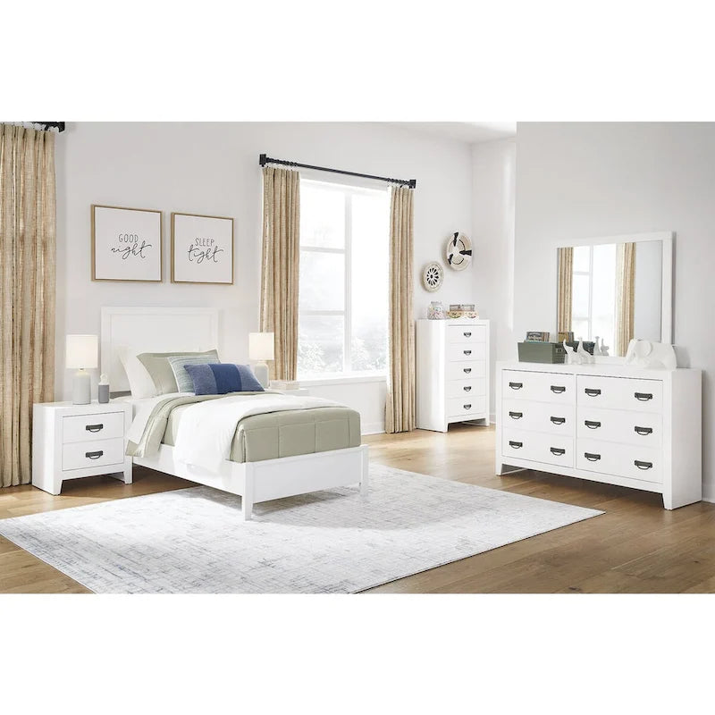 Commode blanche à 6 tiroirs, 1 personne
