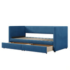 Lit de repos jumeau en velours côtelé rose/bleu/gris/beige avec 2 tiroirs, pour 1 personne