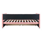 Lit de repos jumeau en velours côtelé rose/bleu/gris/beige avec 2 tiroirs, pour 1 personne