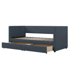 Lit de repos jumeau en velours côtelé rose/bleu/gris/beige avec 2 tiroirs, pour 1 personne