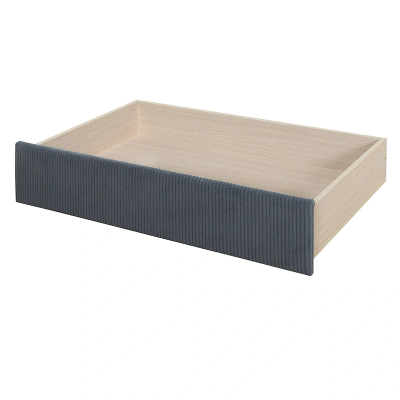 Lit de repos jumeau en velours côtelé rose/bleu/gris/beige avec 2 tiroirs, pour 1 personne