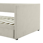 Lit de repos jumeau en velours côtelé rose/bleu/gris/beige avec 2 tiroirs, pour 1 personne