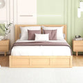 Lit plateforme queen en bois naturel avec 2 tiroirs et rangement sous le lit, 2 places