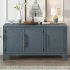 Buffet 3 portes 60 po, bleu marine/gris, placage de pin, MDF