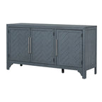 Buffet 3 portes 60 po, bleu marine/gris, placage de pin, MDF