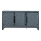 Buffet 3 portes 60 po, bleu marine/gris, placage de pin, MDF