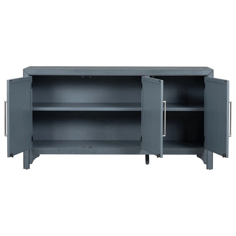 Buffet 3 portes 60 po, bleu marine/gris, placage de pin, MDF