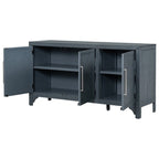 Buffet 3 portes 60 po, bleu marine/gris, placage de pin, MDF