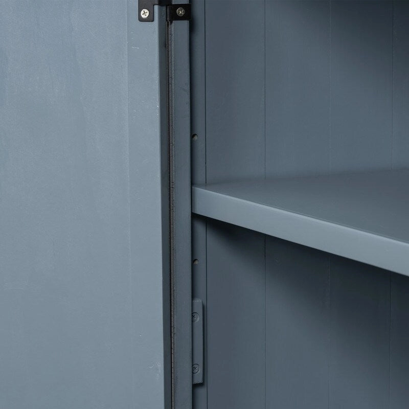 Buffet 3 portes 60 po, bleu marine/gris, placage de pin, MDF