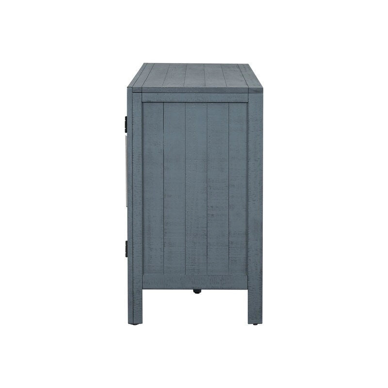 Buffet 3 portes 60 po, bleu marine/gris, placage de pin, MDF