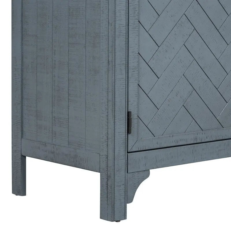 Buffet 3 portes 60 po, bleu marine/gris, placage de pin, MDF