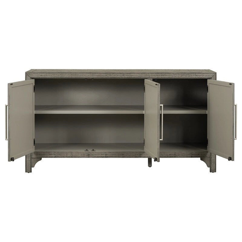 Buffet 3 portes 60 po, bleu marine/gris, placage de pin, MDF