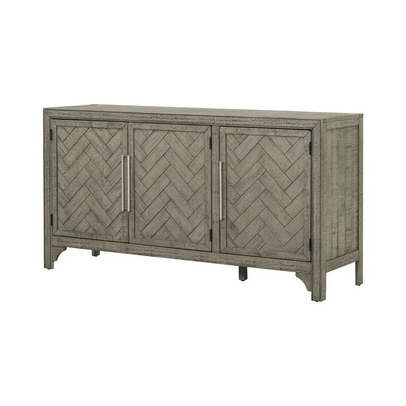 Buffet 3 portes 60 po, bleu marine/gris, placage de pin, MDF