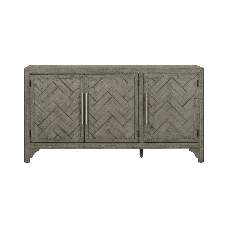Buffet 3 portes 60 po, bleu marine/gris, placage de pin, MDF