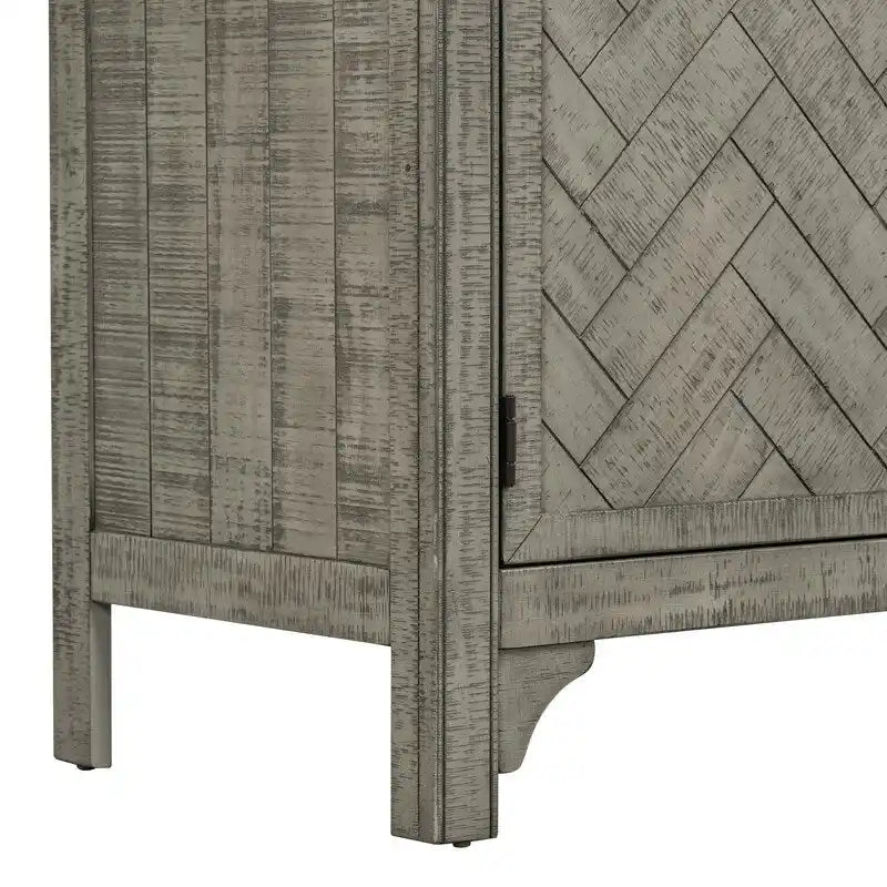 Buffet 3 portes 60 po, bleu marine/gris, placage de pin, MDF