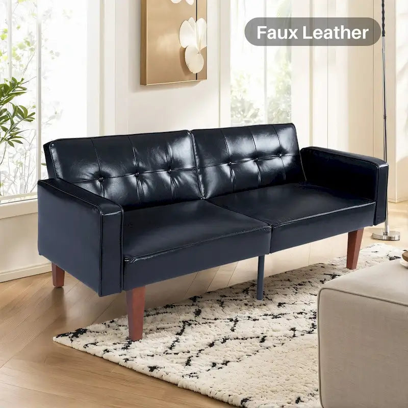 Canapé futon convertible 2 places en lin gris