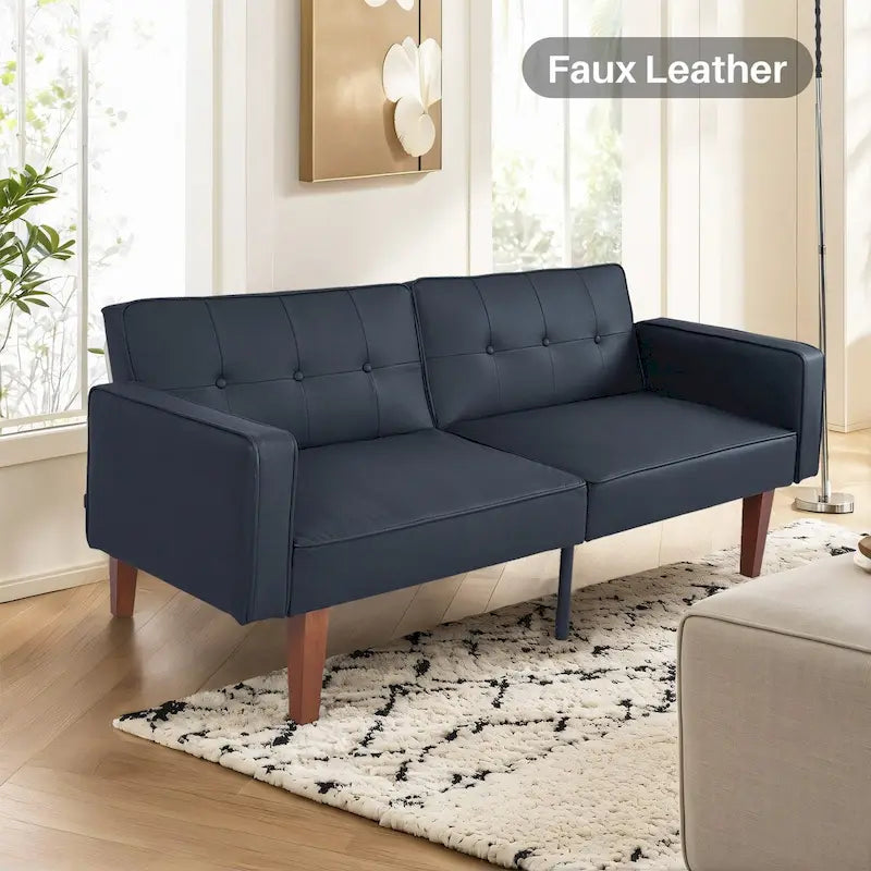 Canapé futon convertible 2 places en lin gris