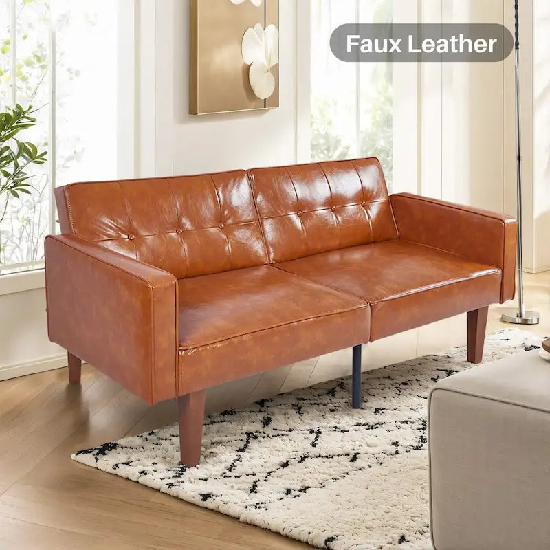 Canapé futon convertible 2 places en lin gris