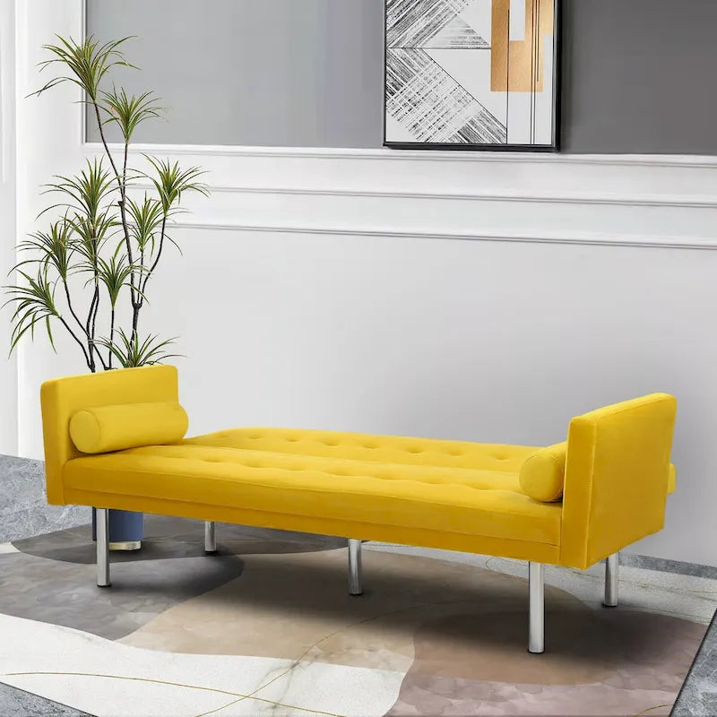 Canapé futon convertible 2 places en lin gris