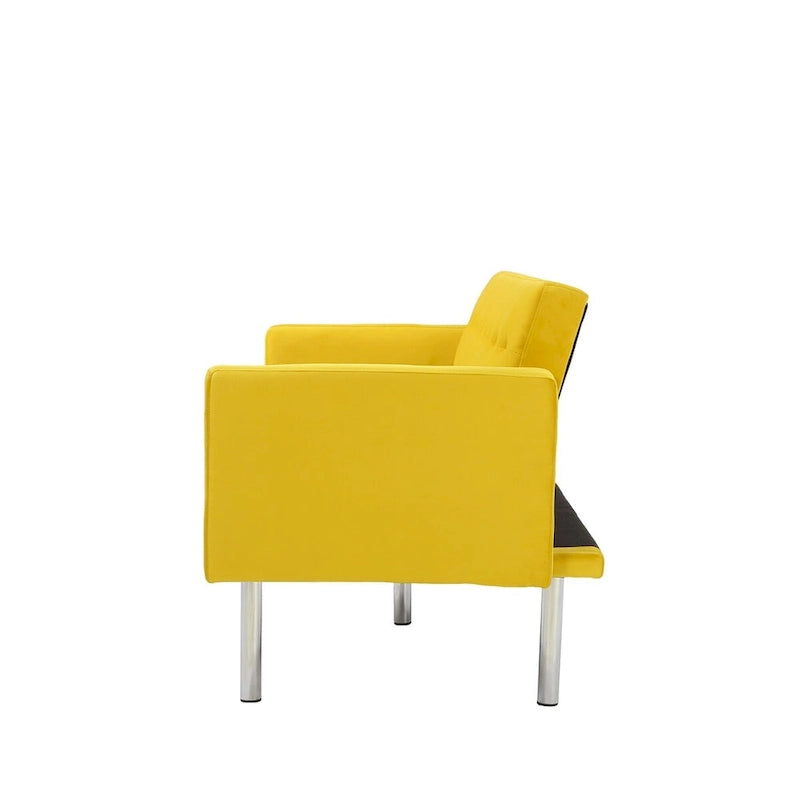 Canapé futon convertible 2 places en lin gris