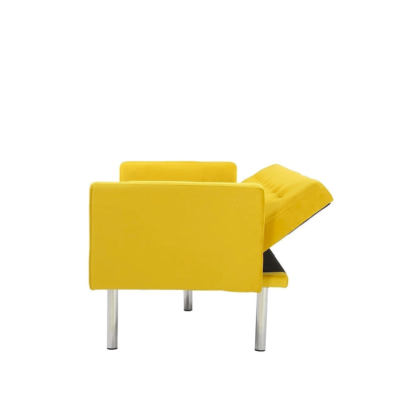 Canapé futon convertible 2 places en lin gris