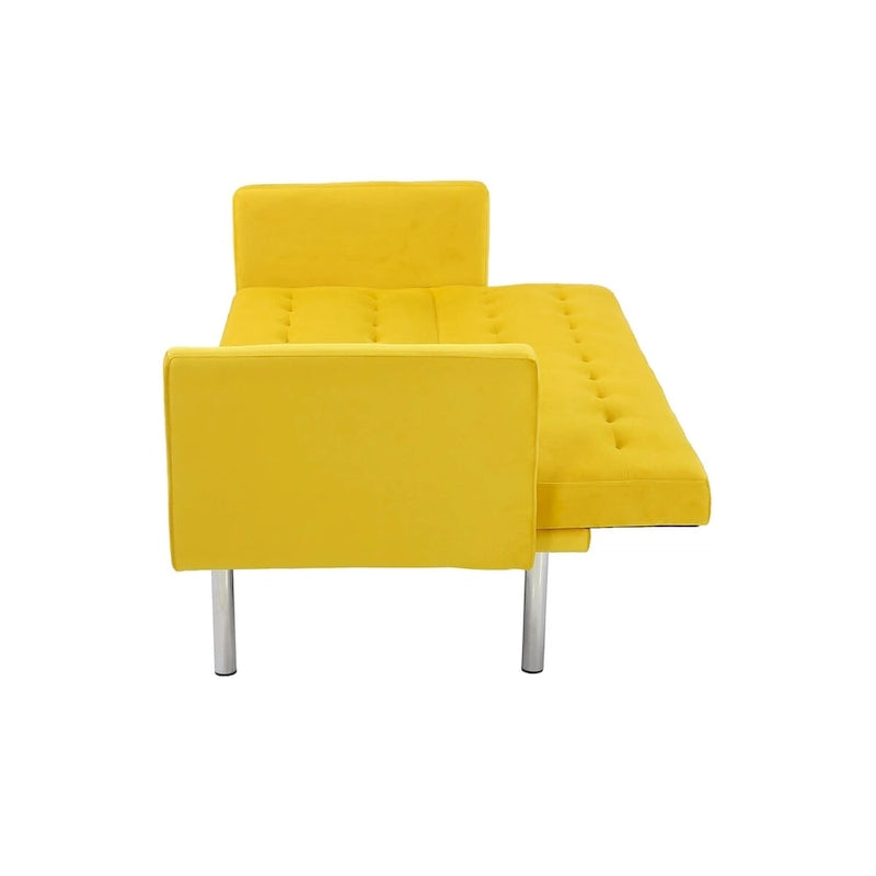Canapé futon convertible 2 places en lin gris