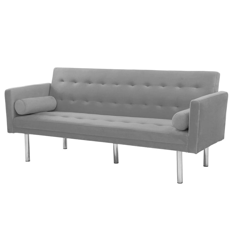 Canapé futon convertible 2 places en lin gris