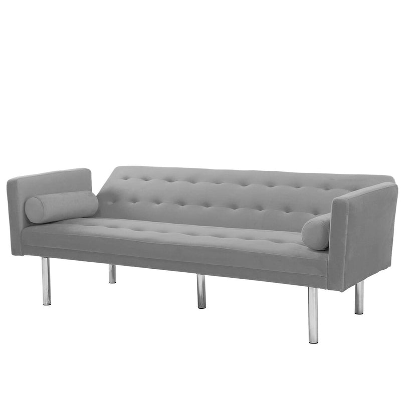 Canapé futon convertible 2 places en lin gris