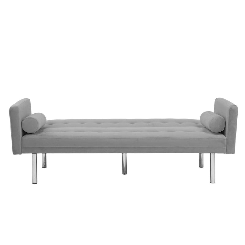 Canapé futon convertible 2 places en lin gris
