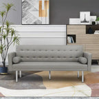 Canapé futon convertible 2 places en lin gris