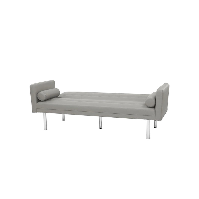 Canapé futon convertible 2 places en lin gris
