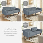 Canapé futon convertible 2 places en lin gris