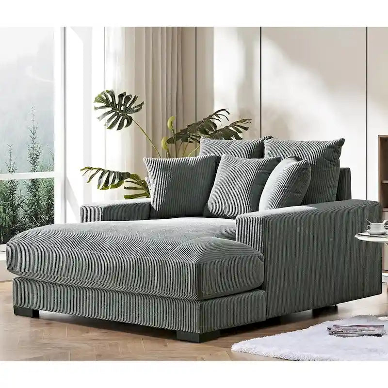 Canapé lounge surdimensionné en velours côtelé vert / gris / noir / beige, simple