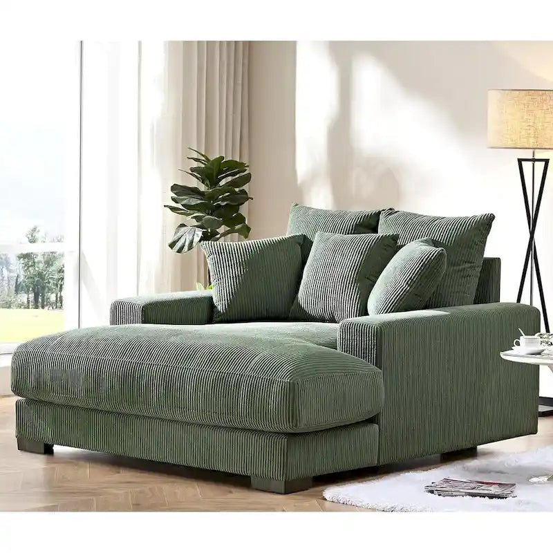 Canapé lounge surdimensionné en velours côtelé vert / gris / noir / beige, simple