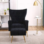 Fauteuil d'appoint rembourré avec pouf, multicolore, 1 place