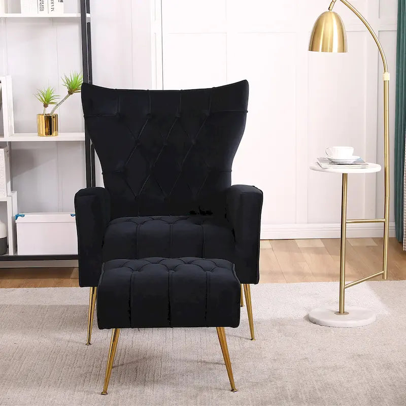 Fauteuil d'appoint rembourré avec pouf, multicolore, 1 place
