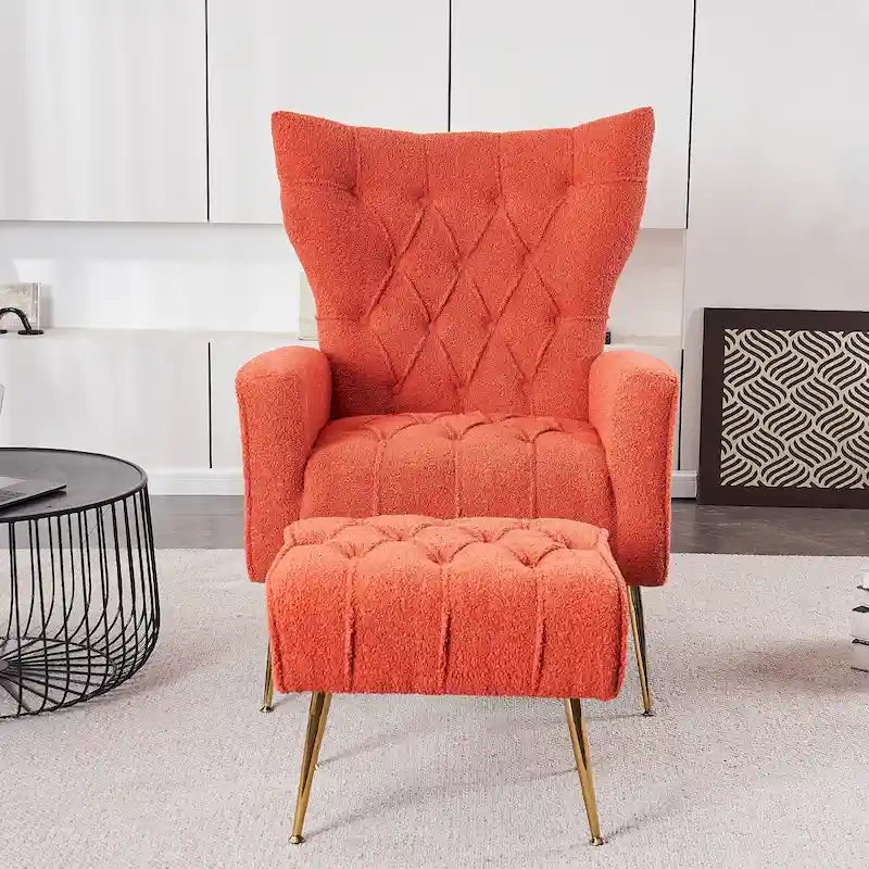 Fauteuil d'appoint rembourré avec pouf, multicolore, 1 place
