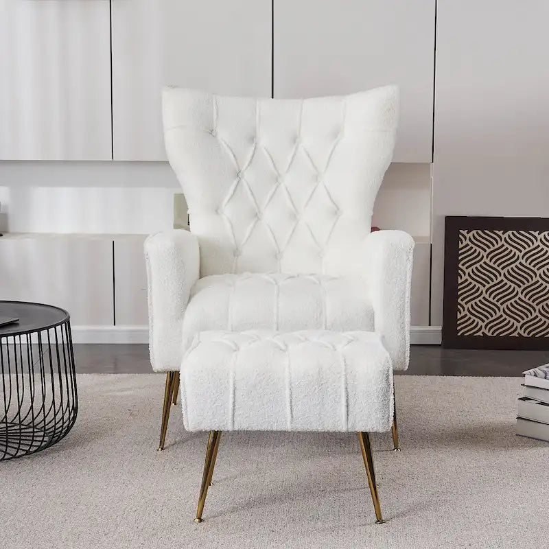 Fauteuil d'appoint rembourré avec pouf, multicolore, 1 place