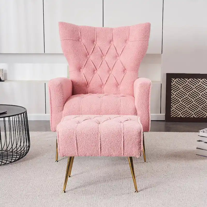 Fauteuil d'appoint rembourré avec pouf, multicolore, 1 place