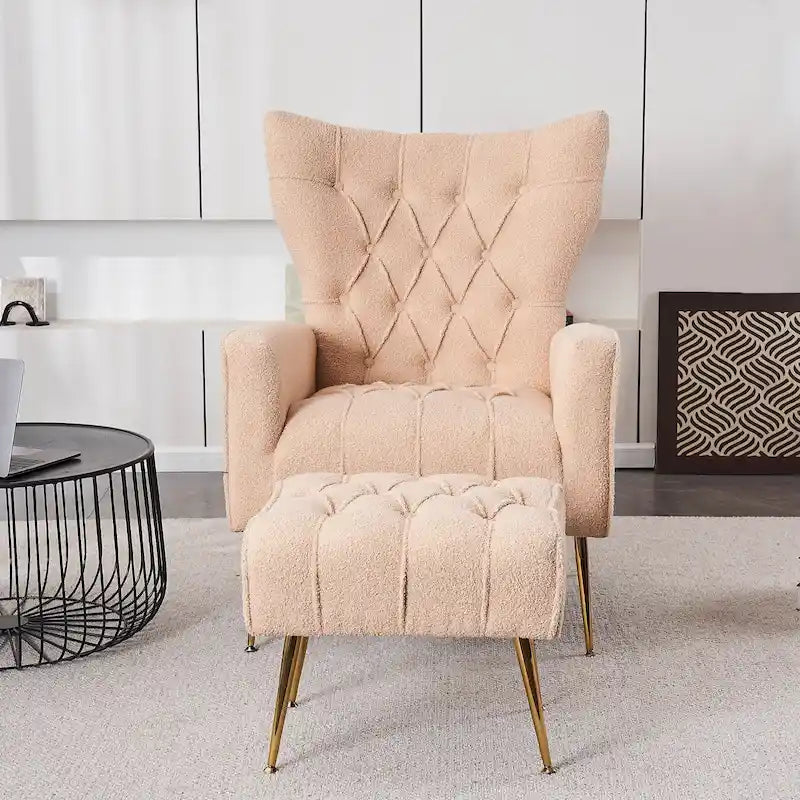 Fauteuil d'appoint rembourré avec pouf, multicolore, 1 place