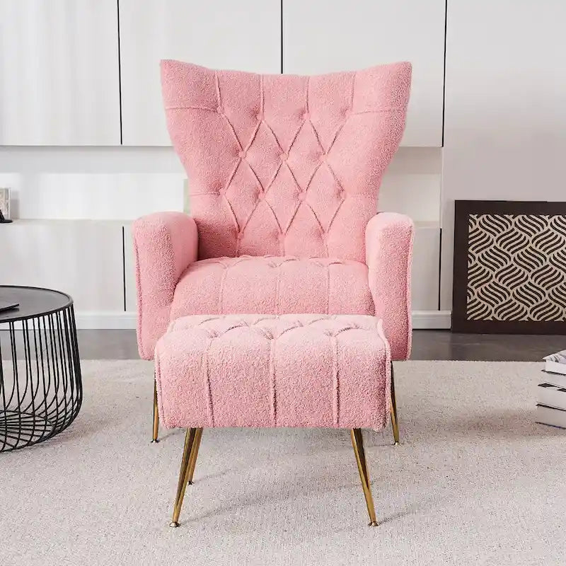 Fauteuil d'appoint rembourré avec pouf, multicolore, 1 place
