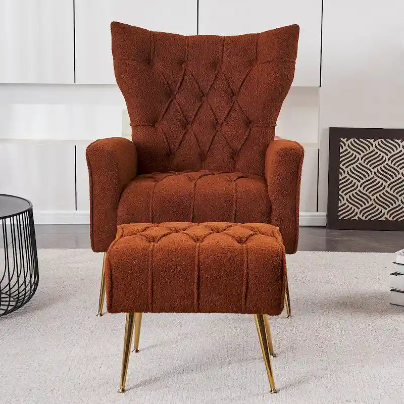 Fauteuil d'appoint rembourré avec pouf, multicolore, 1 place