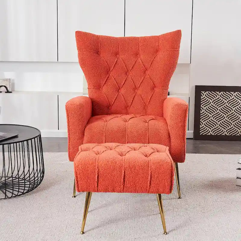 Fauteuil d'appoint rembourré avec pouf, multicolore, 1 place
