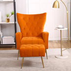 Fauteuil d'appoint rembourré avec pouf, multicolore, 1 place