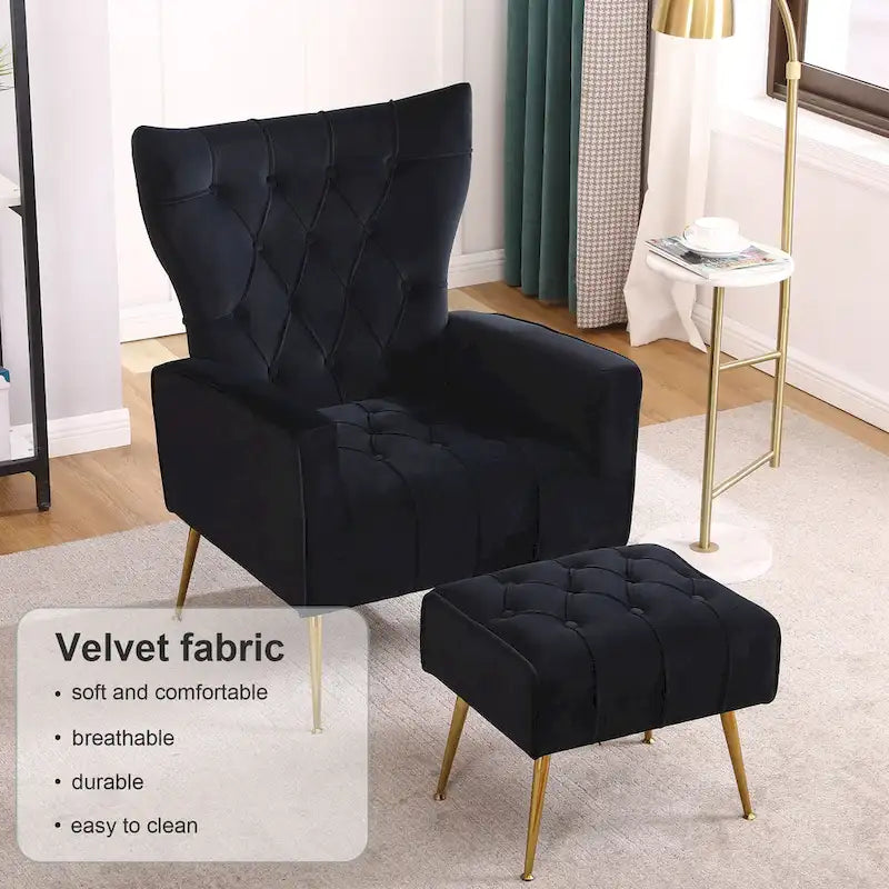 Fauteuil d'appoint rembourré avec pouf, multicolore, 1 place