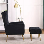 Fauteuil d'appoint rembourré avec pouf, multicolore, 1 place